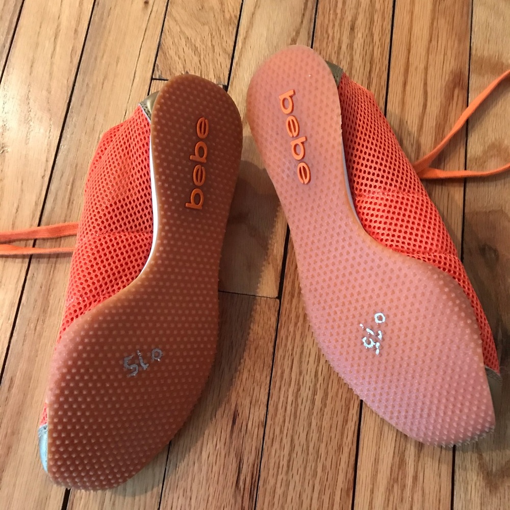 Bebe mesh orange and gold logo sneakers size 6 - Picture 3 of 5